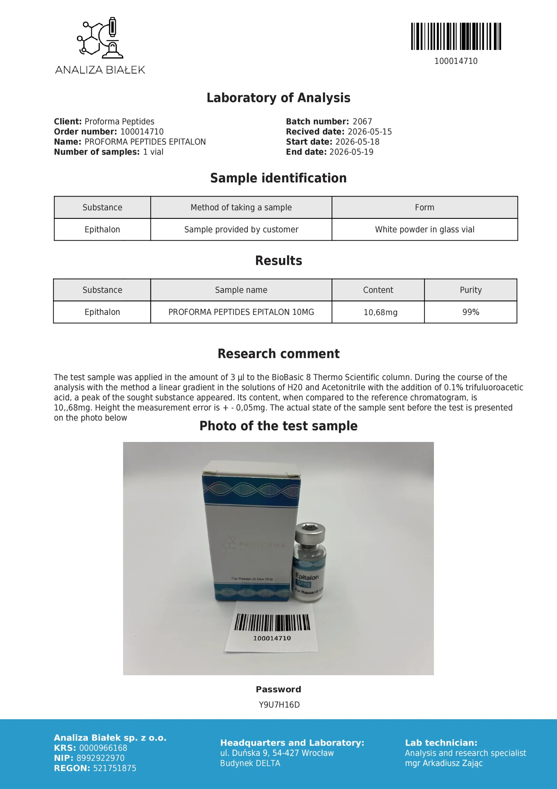 Epitalon 10mg - Image 2